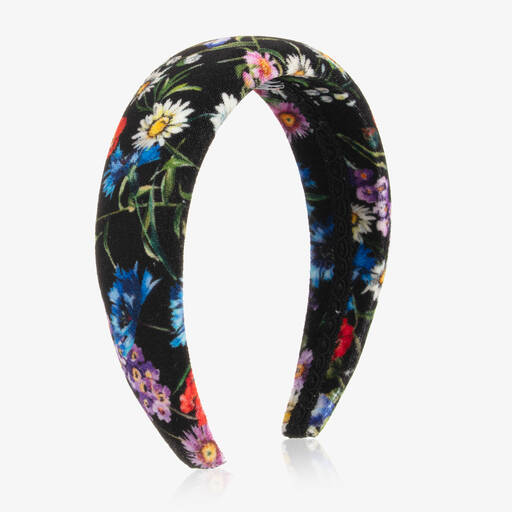 Dolce & Gabbana-Girls Black Padded Floral Hairband | Childrensalon Outlet