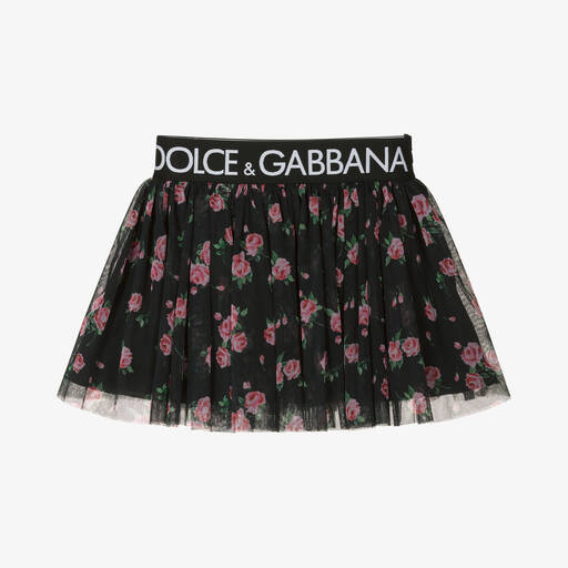 Dolce & Gabbana-تنورة تول لون أسود وزهري | Childrensalon Outlet