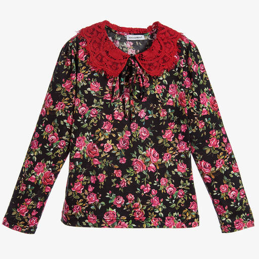 Dolce & Gabbana-بلوز لون أسود للفتيات  | Childrensalon Outlet