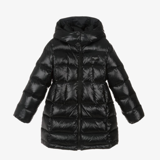 Dolce & Gabbana-معطف بافر مبطن بريش لون أسود للبنات | Childrensalon Outlet