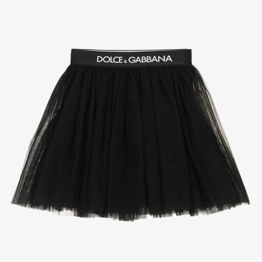 Dolce & Gabbana-Girls Black Tulle Logo Skirt | Childrensalon Outlet