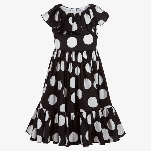 Dolce & Gabbana-Girls Black & White Silk Dress | Childrensalon Outlet