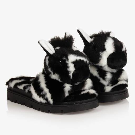 Dolce & Gabbana-Girls Black Zebra Sliders | Childrensalon Outlet