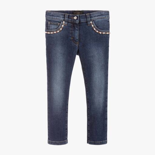 Dolce & Gabbana-Girls Blue Denim Jeans | Childrensalon Outlet