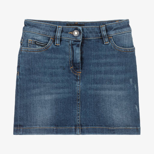 Dolce & Gabbana-Girls Blue Denim Skirt  | Childrensalon Outlet