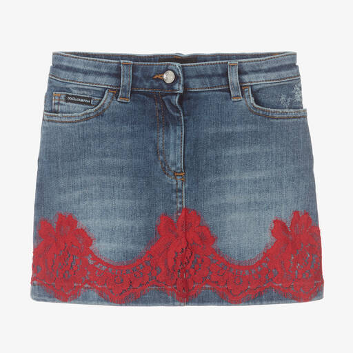 Dolce & Gabbana-Girls Blue Denim Skirt | Childrensalon Outlet