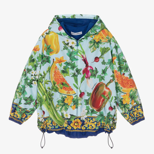 Dolce & Gabbana-Girls Blue Farmer Print Jacket | Childrensalon Outlet