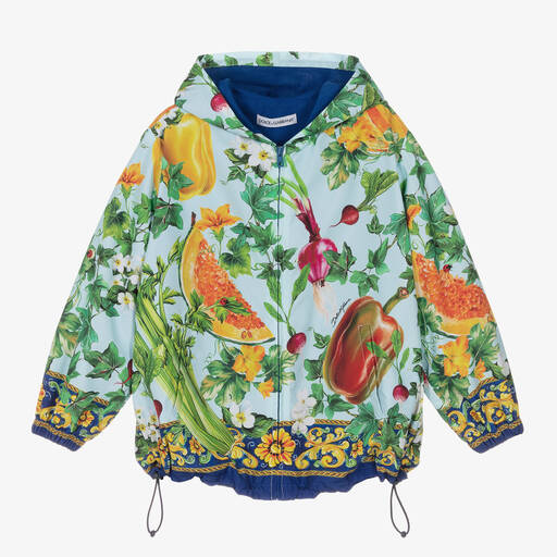 Dolce & Gabbana-Голубая куртка с овощами для девочек | Childrensalon Outlet