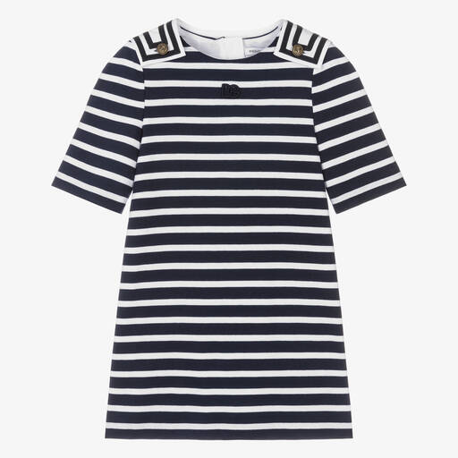 Dolce & Gabbana-Girls Blue Striped Dress  | Childrensalon Outlet