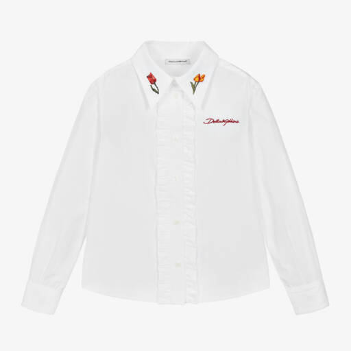 Dolce & Gabbana-Girls Cotton Tulip Collar Blouse | Childrensalon Outlet