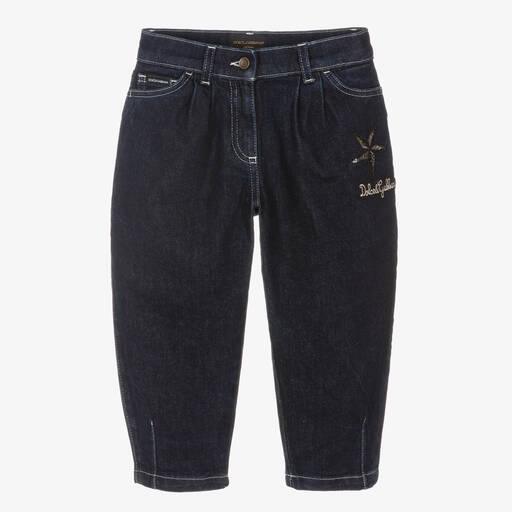 Dolce & Gabbana-Girls Dark Blue Mom Jeans  | Childrensalon Outlet