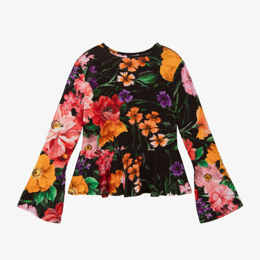 Dolce & Gabbana-Girls Floral Long Sleeve Blouse | Childrensalon Outlet