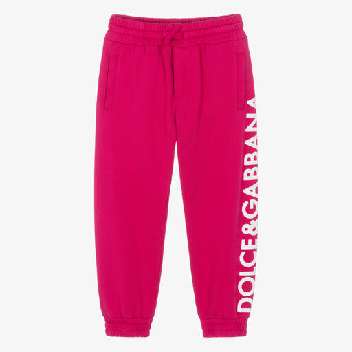 Dolce & Gabbana-Girls Fuchsia Pink Cotton Jersey Joggers | Childrensalon Outlet