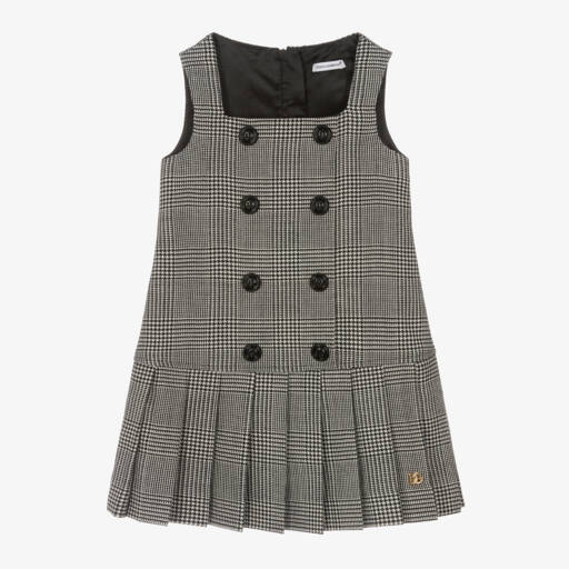 Dolce & Gabbana-Girls Grey Wool Check Dress | Childrensalon Outlet