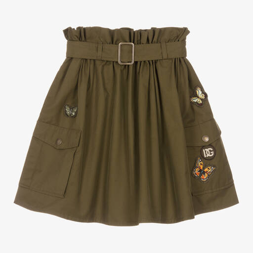 Dolce & Gabbana-Girls Khaki Green Cargo Skirt | Childrensalon Outlet