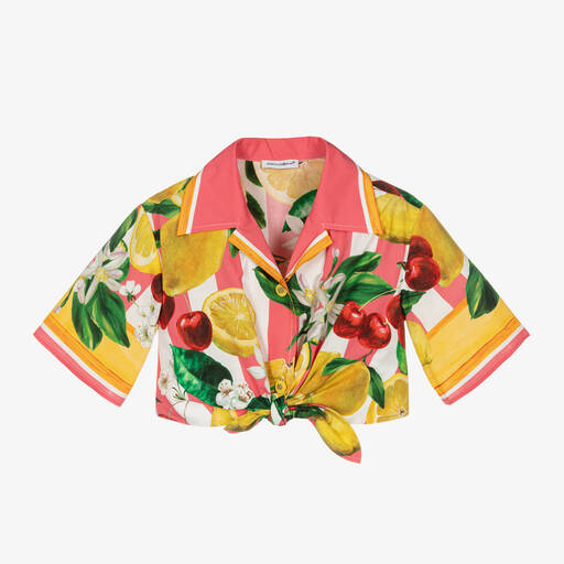 Dolce & Gabbana-Girls Lemon & Cherry Print Cotton Blouse | Childrensalon Outlet
