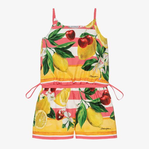 Dolce & Gabbana-Girls Lemon & Cherry Print Cotton Shorts Set | Childrensalon Outlet