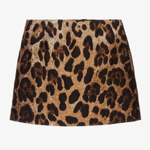 Dolce & Gabbana-Girls Leopard Jacquard Skirt | Childrensalon Outlet