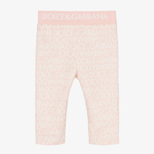 Dolce & Gabbana-Girls Light Pink Cotton Leggings | Childrensalon Outlet