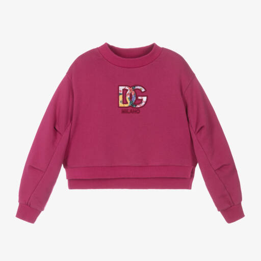 Dolce & Gabbana-سويتشيرت DG قطن لون زهري للبنات | Childrensalon Outlet