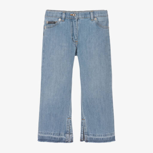 Dolce & Gabbana-Girls Mid Blue Kick Flare Jeans | Childrensalon Outlet