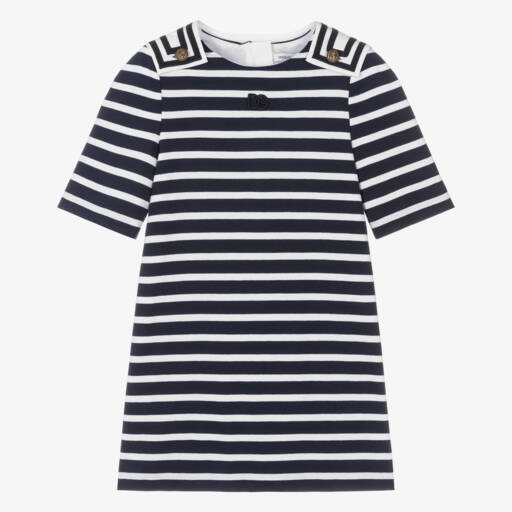 Dolce & Gabbana-Платье в морскую полоску синее для девочек | Childrensalon Outlet
