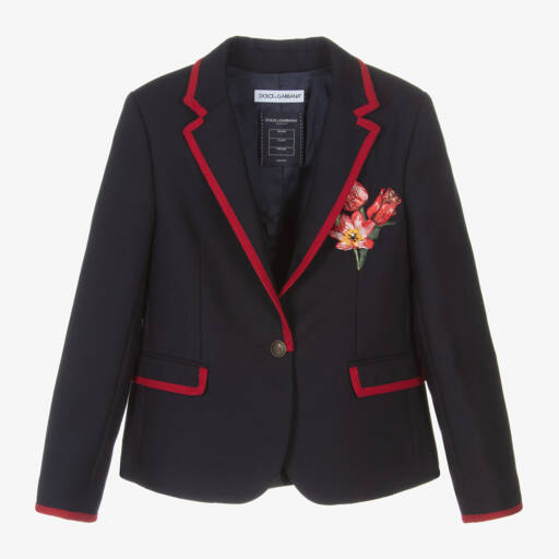Dolce & Gabbana-Синий шерстяной блейзер для девочек | Childrensalon Outlet