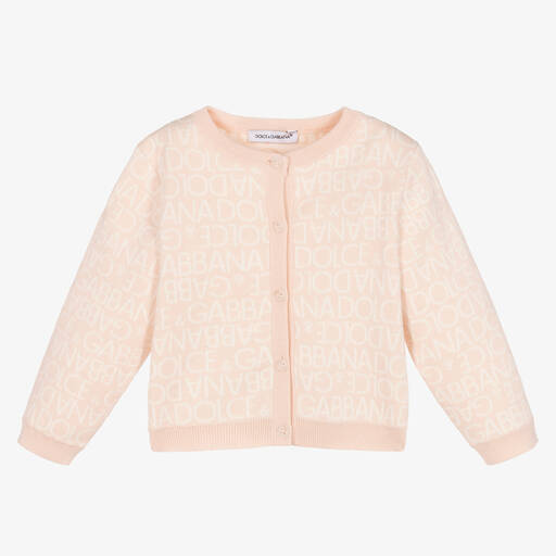 Dolce & Gabbana-Rosa Baumwoll-Kaschmir-Strickjacke | Childrensalon Outlet