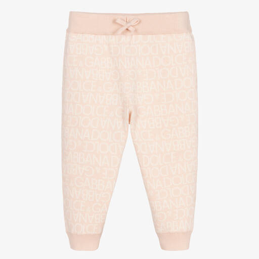 Dolce & Gabbana-Girls Pink Cotton & Cashmere Joggers | Childrensalon Outlet