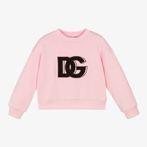Dolce & Gabbana-Girls Pink Cotton Sweatshirt  | Childrensalon Outlet