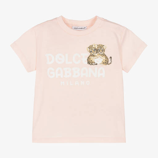 Dolce & Gabbana-Розовая хлопковая футболка для девочек | Childrensalon Outlet