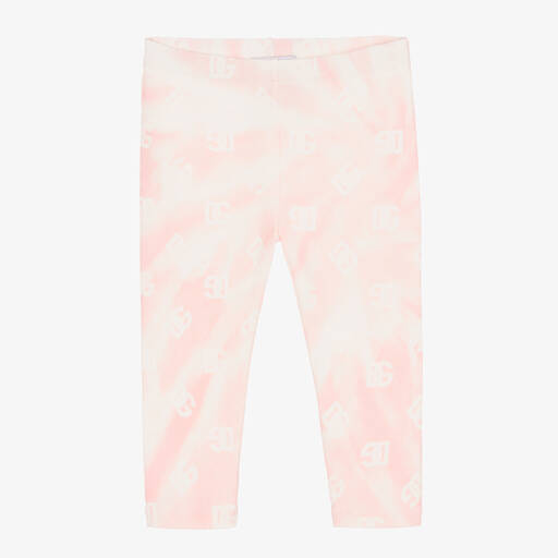 Dolce & Gabbana-Girls Pink Cotton Tie-Dye Logo Leggings | Childrensalon Outlet