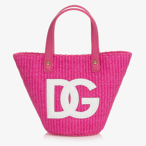 Dolce & Gabbana-Girls Pink Crossover DG Basket Bag (25cm) | Childrensalon Outlet