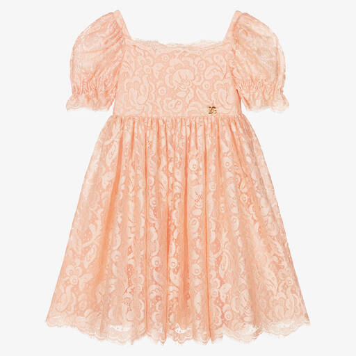 Dolce & Gabbana-Girls Pink Lace Dress | Childrensalon Outlet