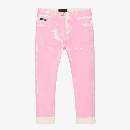 Dolce & Gabbana-Rosa Denim-Jeans mit Farbeffekt  | Childrensalon Outlet