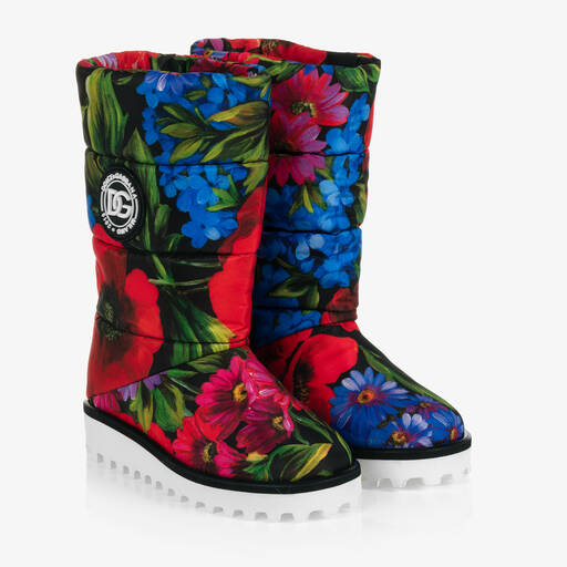 Dolce & Gabbana-Girls Red & Blue Floral Boots | Childrensalon Outlet