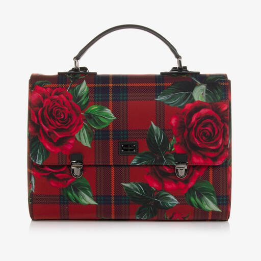 Dolce & Gabbana-Красный рюкзак в клетку с розами (34см) | Childrensalon Outlet