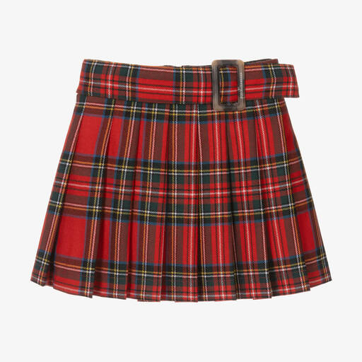 Dolce & Gabbana-Girls Red Wool Tartan Skirt | Childrensalon Outlet