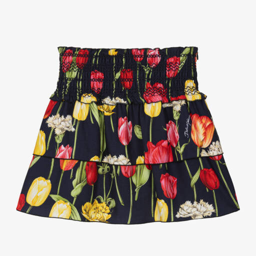 Dolce & Gabbana-تنورة بطبعة توليب فيسكوز لون كحلي  | Childrensalon Outlet