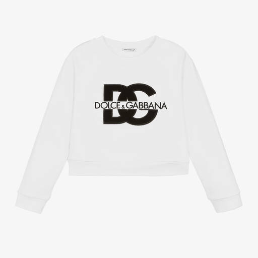 Dolce & Gabbana-Girls White Cotton DG Sweatshirt | Childrensalon Outlet