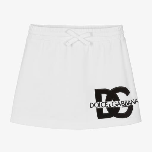 Dolce & Gabbana-تنورة قطن جيرسي لون أبيض | Childrensalon Outlet