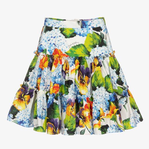 Dolce & Gabbana-Girls White Hydrangea Skirt | Childrensalon Outlet
