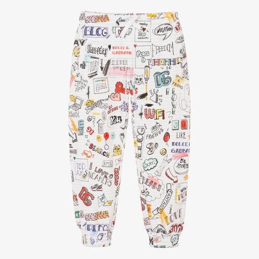 Dolce & Gabbana-Girls White Smemo Joggers | Childrensalon Outlet