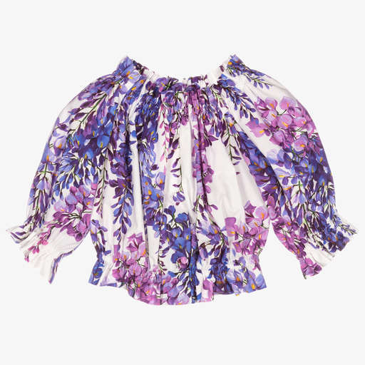 Dolce & Gabbana-Girls Wisteria Cropped Blouse | Childrensalon Outlet