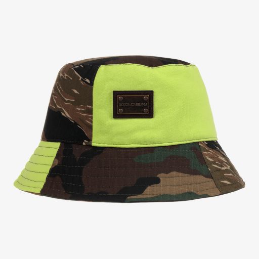 Dolce & Gabbana-Green Camouflage Bucket Hat | Childrensalon Outlet