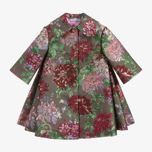 Dolce & Gabbana-Green Floral Jacquard Coat | Childrensalon Outlet