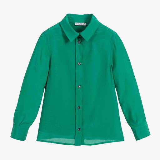 Dolce & Gabbana-Green Silk Chiffon Blouse | Childrensalon Outlet