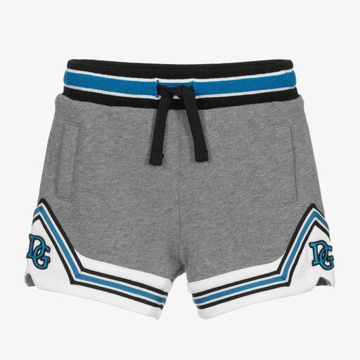 Dolce & Gabbana-Grey & Blue Logo Shorts | Childrensalon Outlet