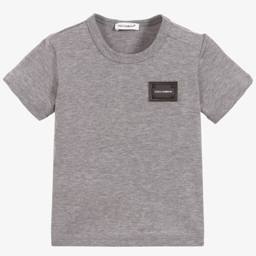 Dolce & Gabbana-Grey Cotton Baby T-Shirt | Childrensalon Outlet