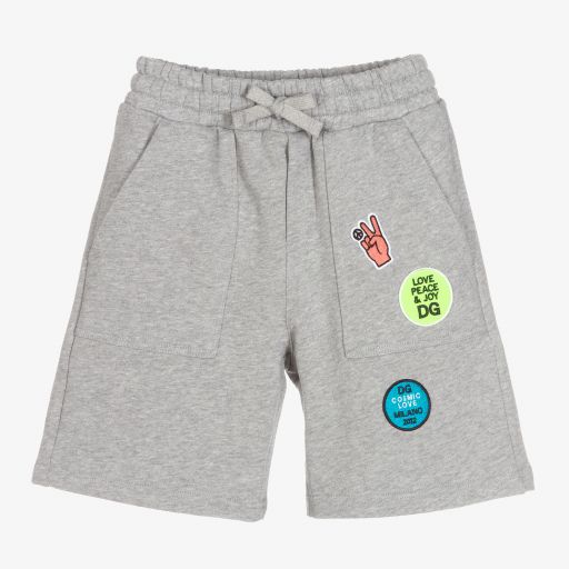 Dolce & Gabbana-Grey Patch Jersey Shorts | Childrensalon Outlet